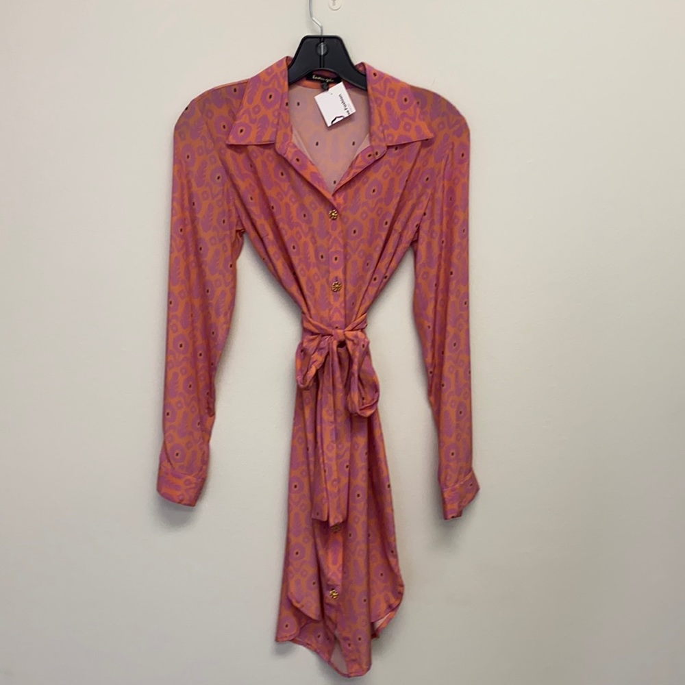 Lauren Gold NWT Silk Printed Button Down Dress